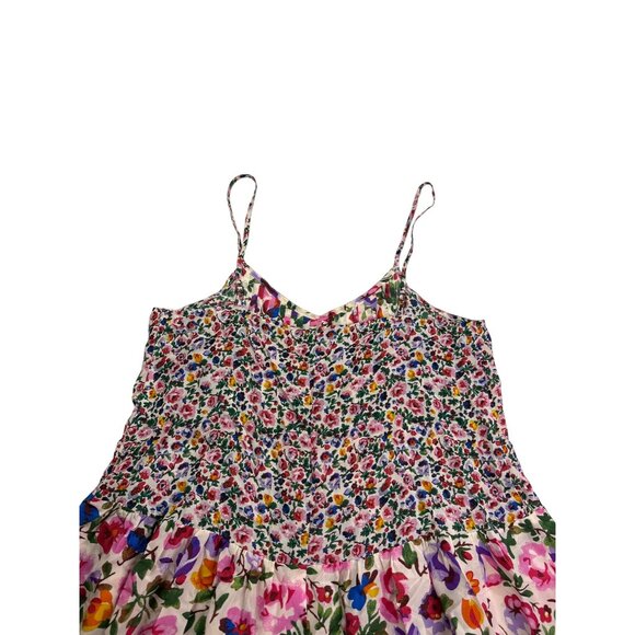 Madewell Womens Floral Silk Sleeveless Tank Top Size S Pleated Babydoll Fairy - Picture 5 of 9